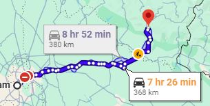 Gurgaon to Kainchi Dham  Route Map